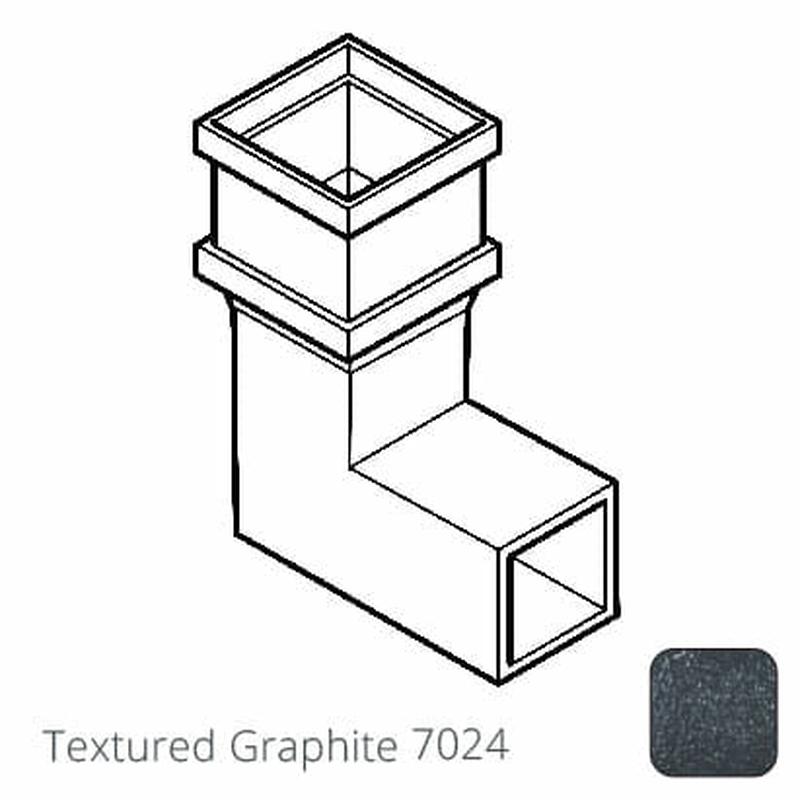 Alumasc 100 x 75mm (4"x3") Cast Aluminium Downpipe 90 Degree Bend without Ears - Textured 7024 Graphite Grey
