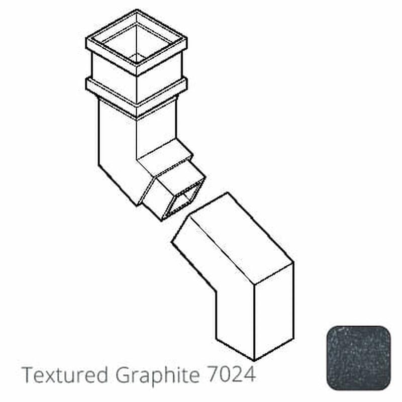 Alumasc 100 x 75mm (4"x3") Cast Aluminium Downpipe Two-part 305mm (max) Adjustable Offset - Textured 7024 Graphite Grey