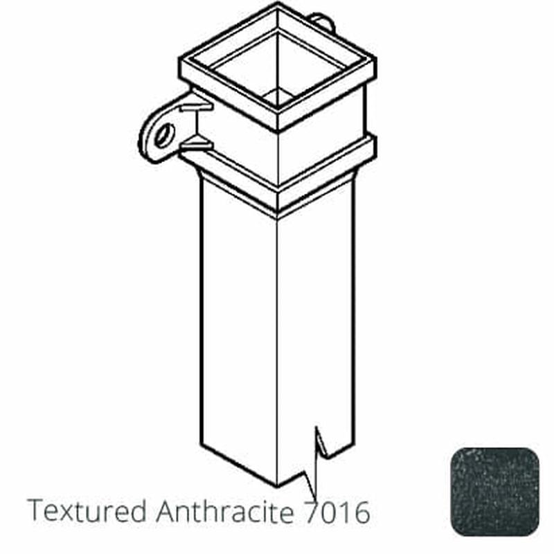 Alumasc 100 x 75mm (4"x3") x 3m Cast Aluminium Downpipe with Eared Socket - Textured 7016 Anthracite Grey