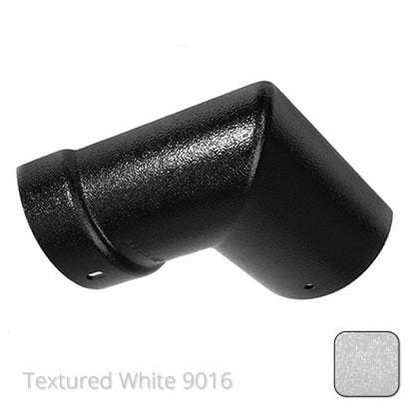 Alumasc 115mm (4.5") Half Round Cast Aluminium Gutter 90 External Angle - Textured Traffic White RAL 9016