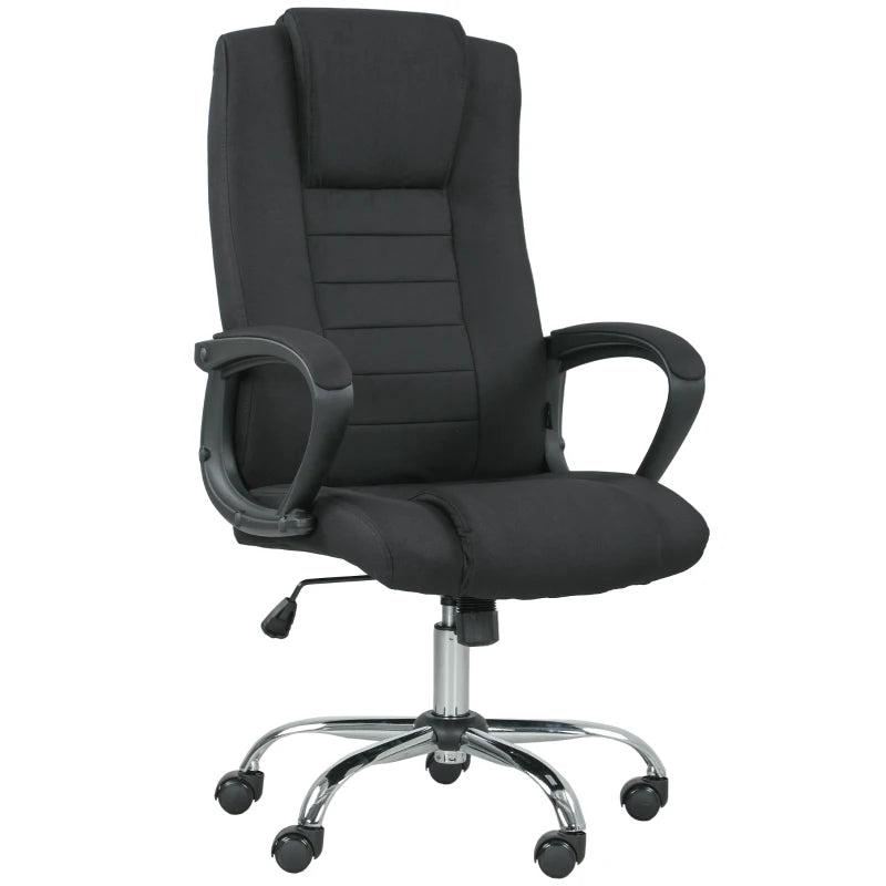 Vinsetto Linen-Look Swivel Office Chair in Black - Stylish Ergonomic Design for Home & Office Use