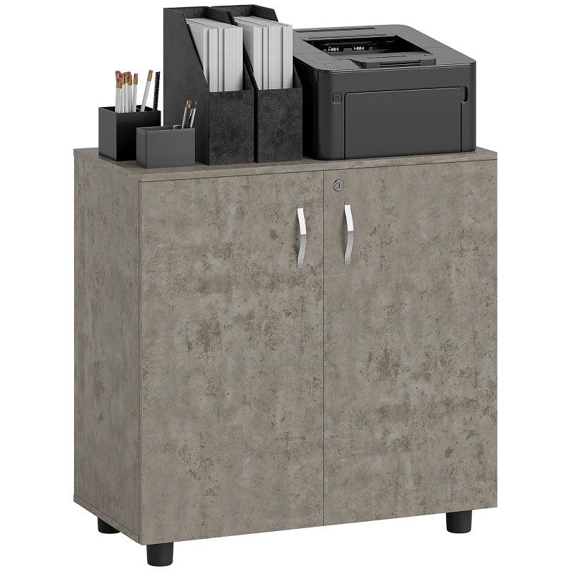 Vinsetto Two-Tier Locking Office Storage Cabinet - Stylish Grey Organizer for Secure Document and Supply Storage