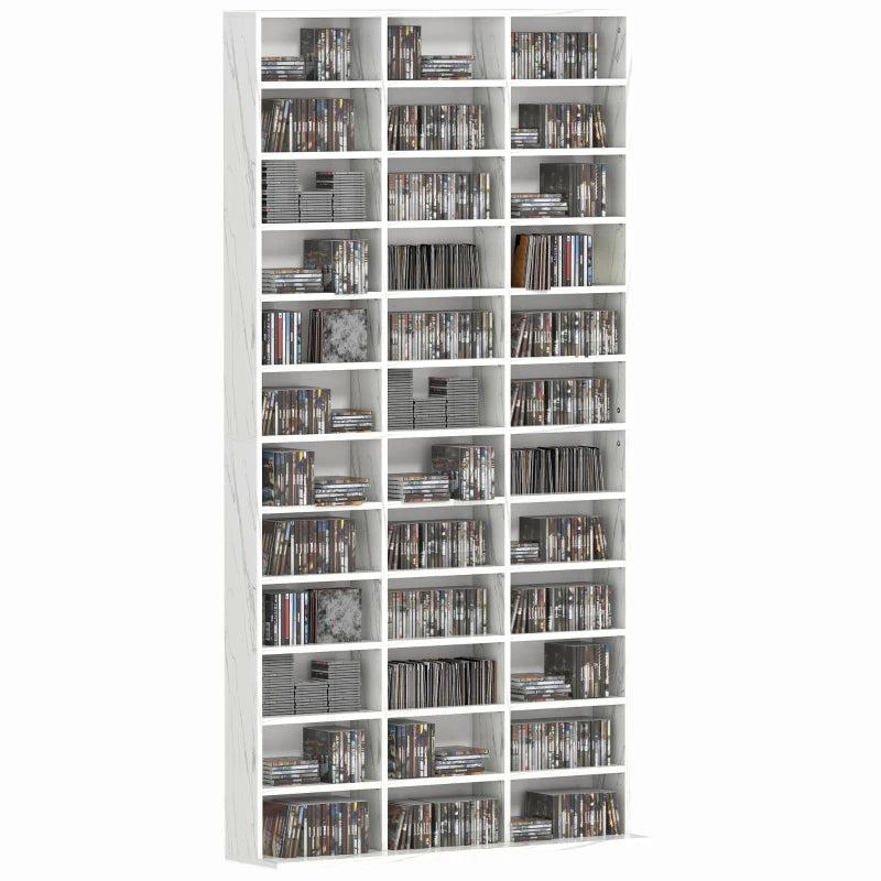Adjustable CD Storage Unit with Marble Effect, 102 x 195 cm - Stylish and Functional Media Organizer