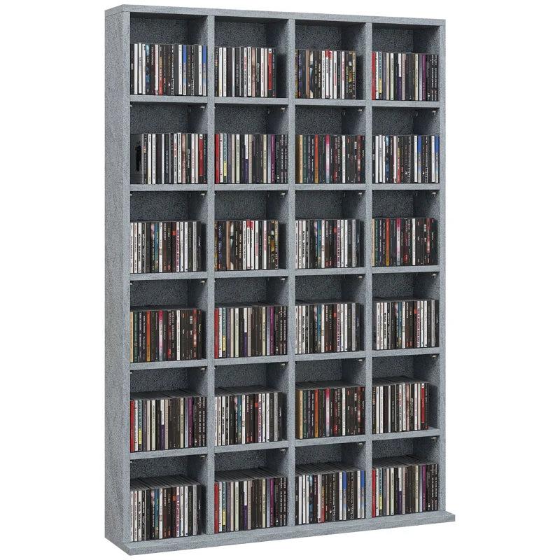 Adjustable CD Storage Unit with Shelves - 89 x 130.5 cm, Cement Grey - Modern Media Organizer for Home