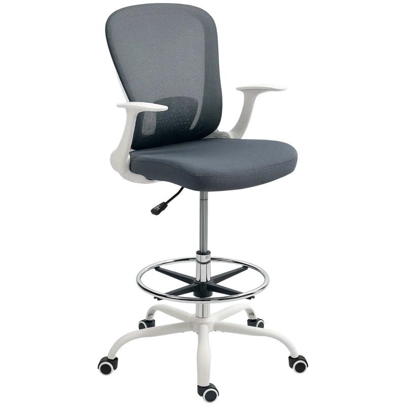 Adjustable Grey Draughtsman Chair with Footrest | 99-119 cm Height | Ergonomic Design for Comfort and Support