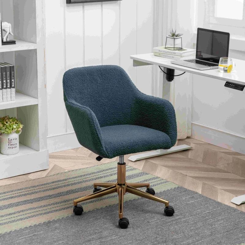 Adjustable Height Ergonomic Swivel Executive Office Chair with Gold Legs - Green, 58x58x86 cm for Comfort & Style