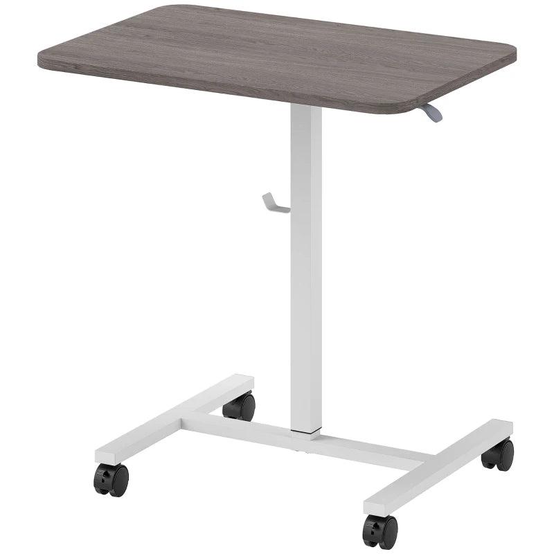 Adjustable Sit-To-Stand Desk 75-115cm - Manual Height Control, Modern White/Grey Finish for Home Office Ergonomics