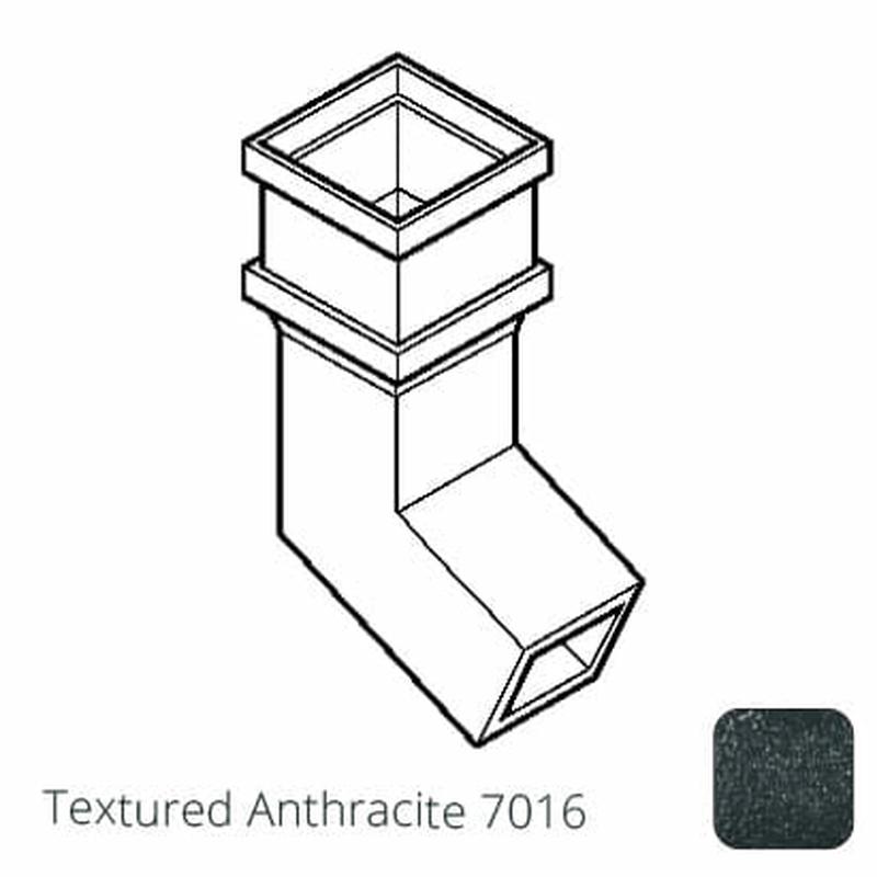 Alumasc 100 x 75mm (4"x3") Cast Aluminium Downpipe 112 Degree Bend without Ears - Textured 7016 Anthracite Grey