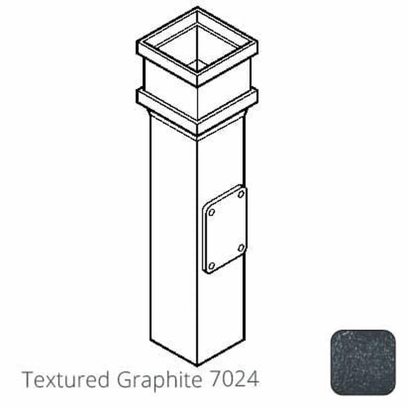 Alumasc 100 x 75mm (4"x3") Cast Aluminium Downpipe Access Pipe with Cast Ears - Textured 7024 Graphite Grey