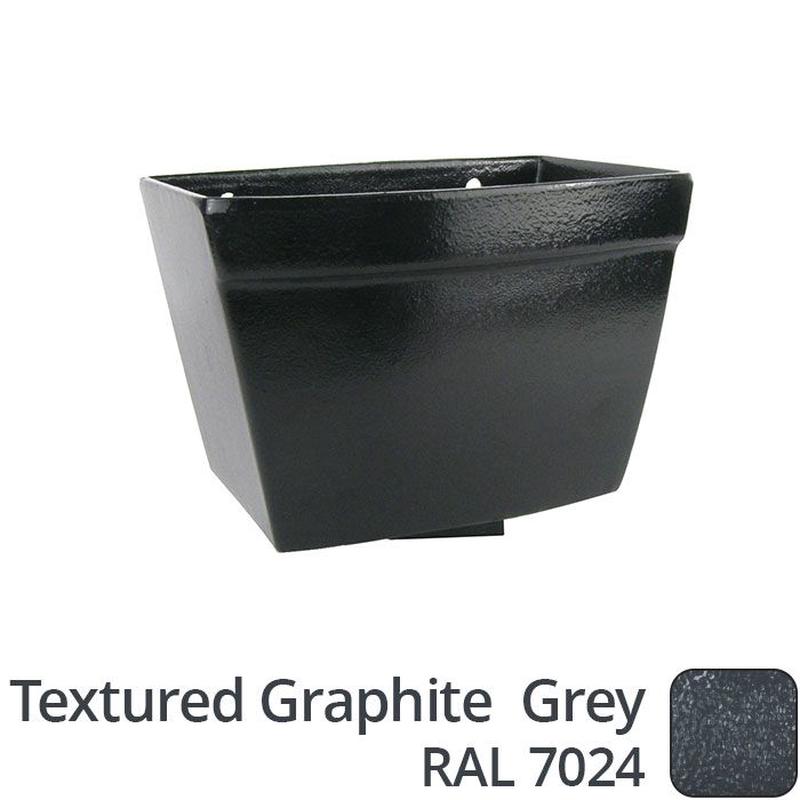 Alumasc 100 x 75mm (4"x3") Cast Aluminium Rectangular Hopper - 260 x 190 x 180mm - Textured 7024 Graphite Grey