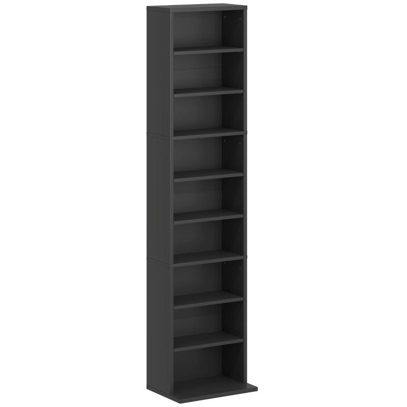 Stylish 260 Narrow CD Storage Unit in Black - Space-Saving Organizer for CDs, DVDs, and Media Collections