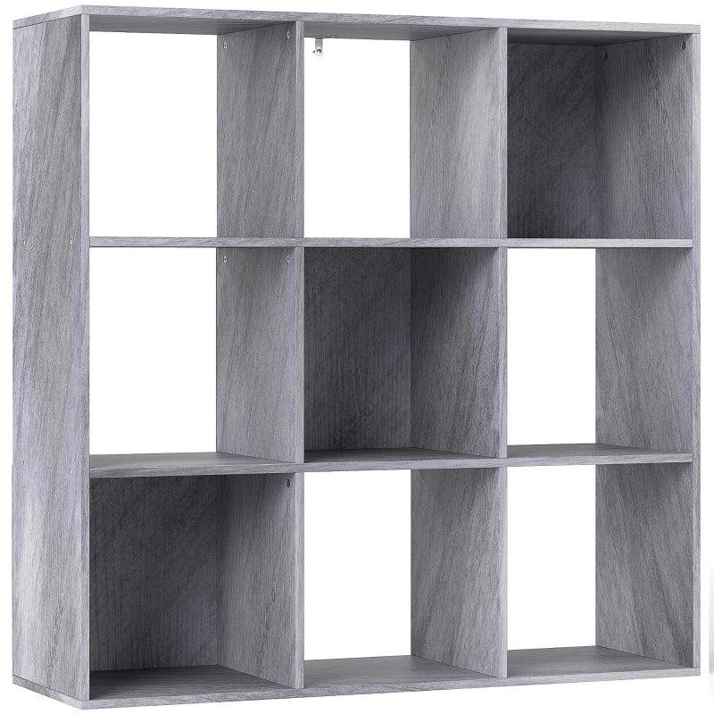 Stylish Nine-Cube Storage Shelf in Marble Grey - Versatile Organizer for Home, Office, and Kids' Rooms