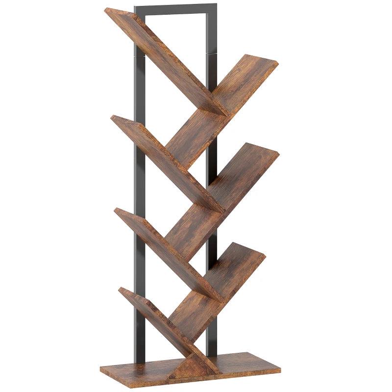 Unique Six-Section Wood-Effect Tree Bookcase - Stylish Storage Solution for Home & Office - Modern Design