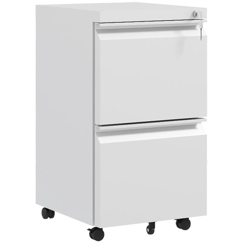 Vinsetto 2-Drawer Mobile Filing Cabinet - Lockable Steel File Storage for Letter, A4 & Legal Size - Pre-Assembled White
