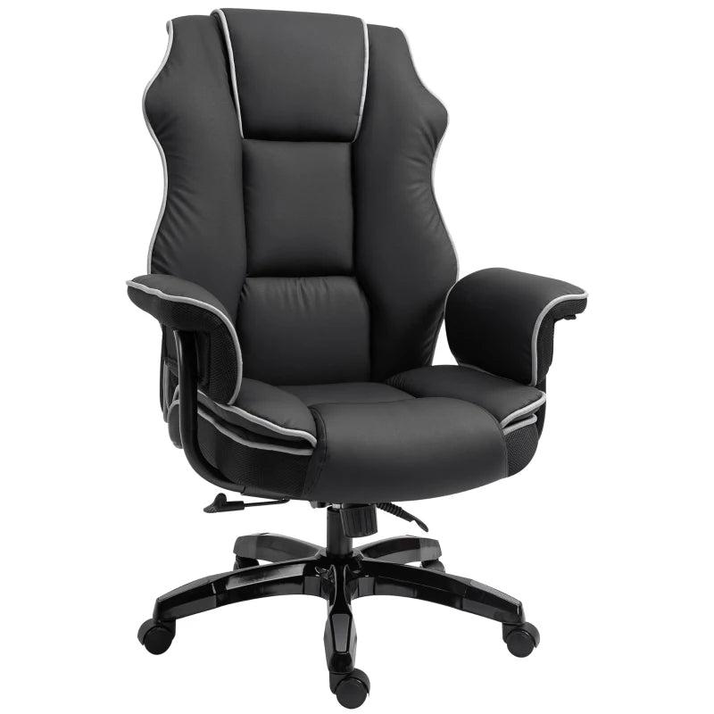 Vinsetto Black/White Faux Leather Executive Office Chair with Contrast Piping - Ergonomic Design for Comfort and Style