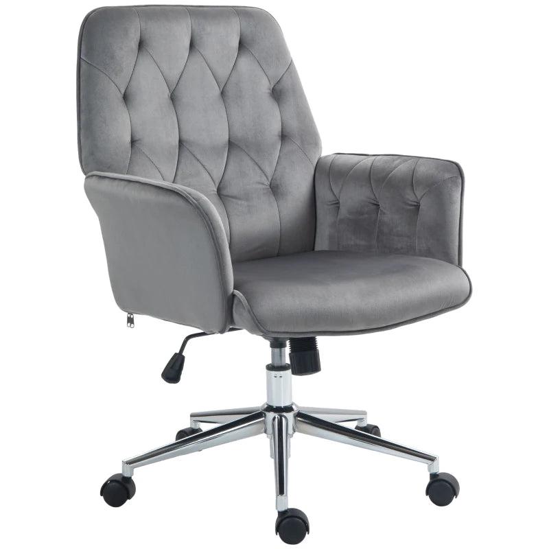 Vinsetto Dark Grey Linen Computer Chair with Armrest - Modern Adjustable Height Swivel Office Chair for Comfort and Style