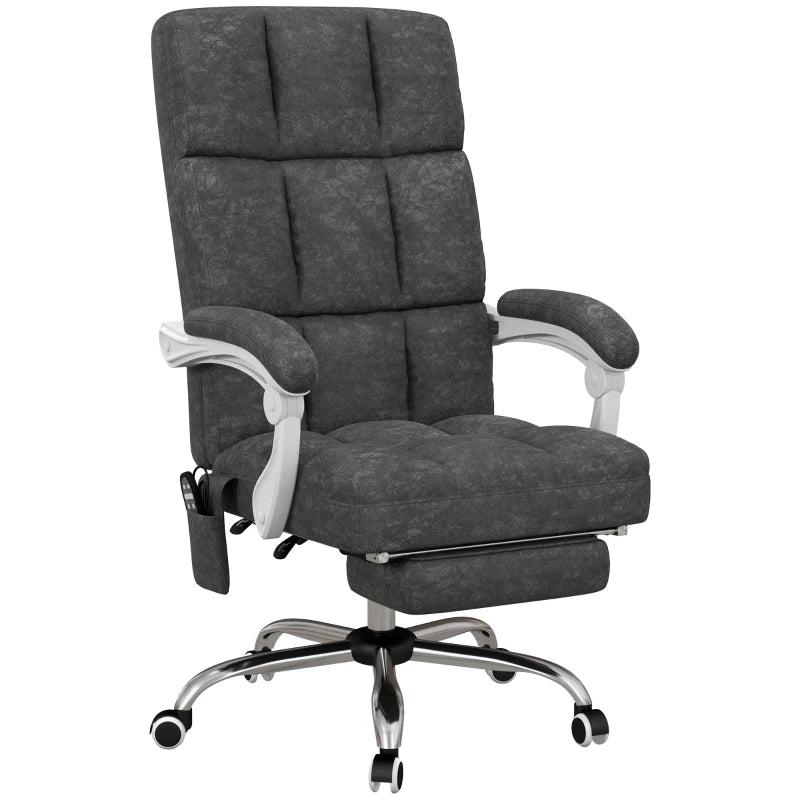 Vinsetto Ergonomic Massage Office Chair with Heat, Reclining Back & Footrest - Comfy Desk Chair for Home Office, Charcoal Grey