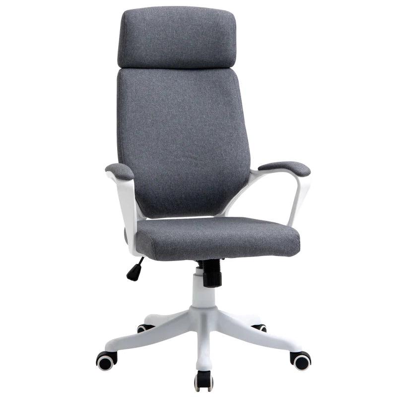 Vinsetto Ergonomic Office Chair - High Back Desk Chair with Headrest & Lumbar Support, Adjustable Height, Grey for Home & Work