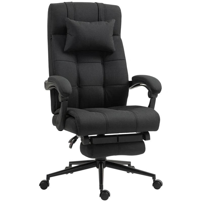 Vinsetto Ergonomic Office Desk Chair with Footrest & Headrest, Reclining Backrest, Swivel Wheels - Black Home Office Comfort