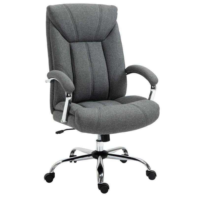 Vinsetto Grey Fabric Office Chair - Padded Executive Desk Chair with Adjustable Height, Swivel Wheels & Metal Star Base