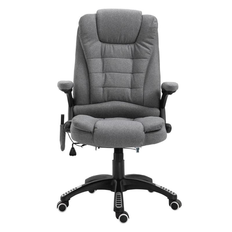 Vinsetto Heated Massage Recliner Chair - 6 Massage Points, 360 Swivel, Linen-Feel Fabric, Grey - Perfect for Office & Home