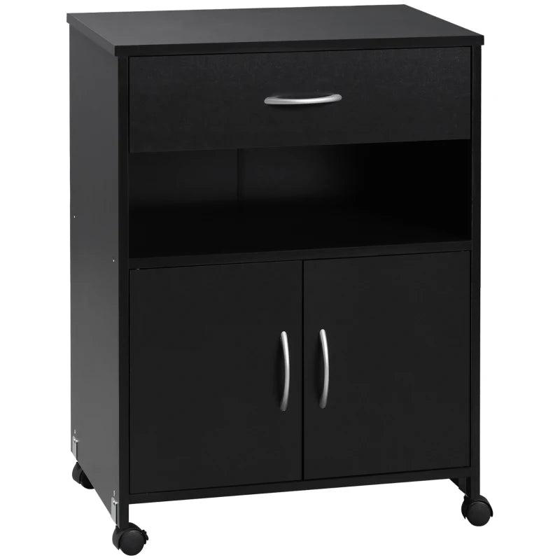 Vinsetto Mobile Printer Stand with Storage Drawer & Open Shelf - Home Office Cabinet, 60cm x 39cm x 80cm, Black