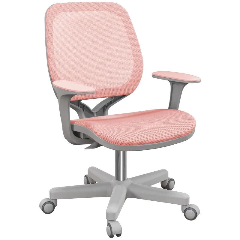 Vinsetto Pink Mesh Back Office Chair - Adjustable Height 44-56cm Ergonomic Design for Home & Office Use