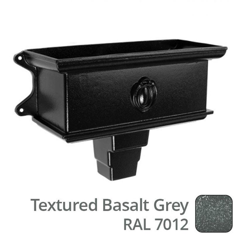 Alumasc 100 x 75mm (4"x3") Cast Aluminium Ornamental Hopper - 410 x 190 x 180mm - Textured 7012 Basalt Grey