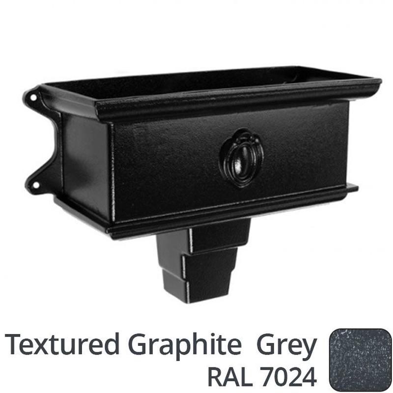 Alumasc 100 x 75mm (4"x3") Cast Aluminium Ornamental Hopper - 410 x 190 x 180mm - Textured 7024 Graphite Grey