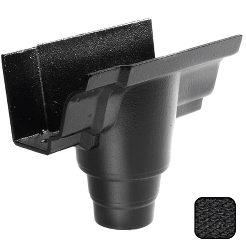 Alumasc 100 x 75mm (4"x3") Moulded Ogee Cast Aluminium 76mm Gutter Outlet - Textured Black