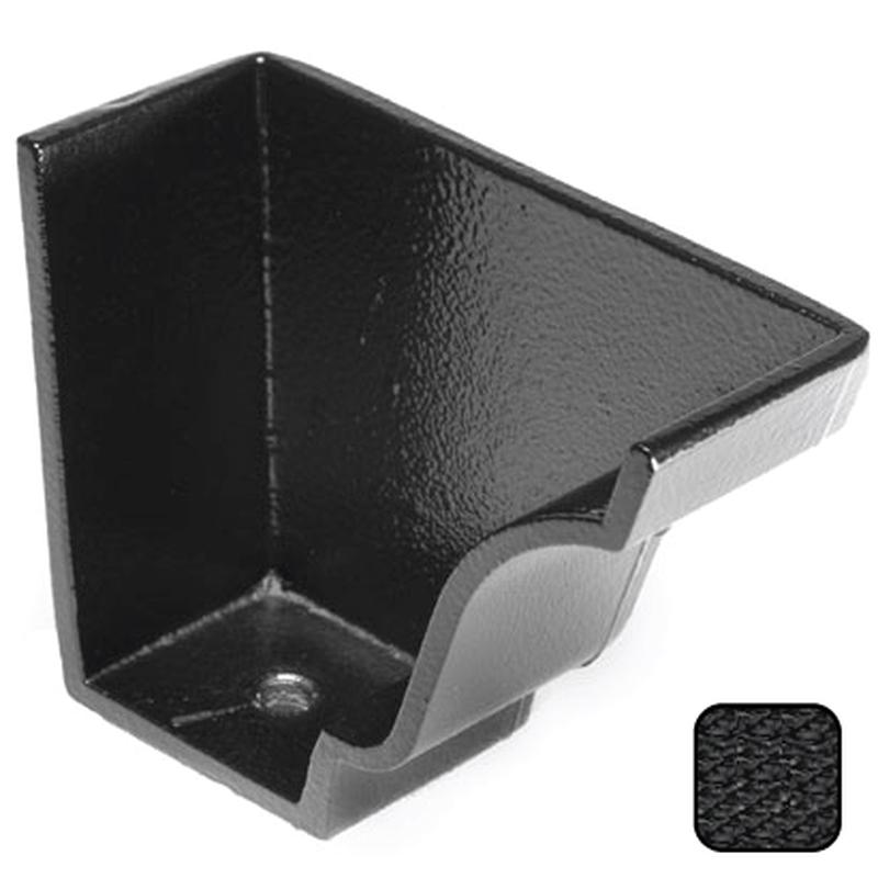 Alumasc 100 x 75mm (4"x3") Moulded Ogee Cast Aluminium Right Hand Internal Stop End - Textured Black