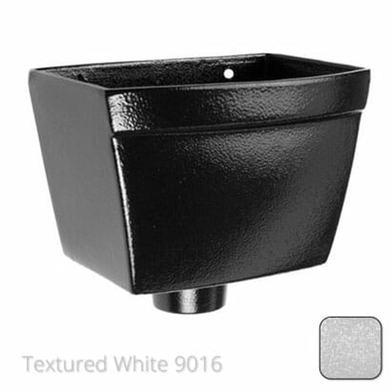 Alumasc  260mm Cast Aluminium Rectangular Hopper Head 76mm outlet - Textured Traffic White RAL 9016