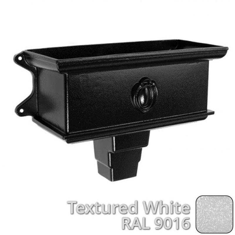 Alumasc 400mm Cast Aluminium Ornamental Hopper - 100 x 75mm (4"x3") Outlet - Textured 9016 White