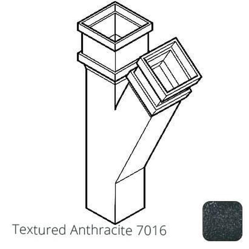 Alumasc 75 x 75mm (3"x3") Cast Aluminium 135 Degree Branch without Ears - Textured 7016 Anthracite Grey