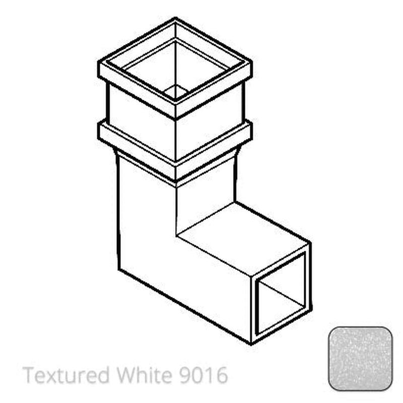 Alumasc 75 x 75mm (3"x3") Cast Aluminium Downpipe 90 Degree Bend without Ears - Textured 9016 White