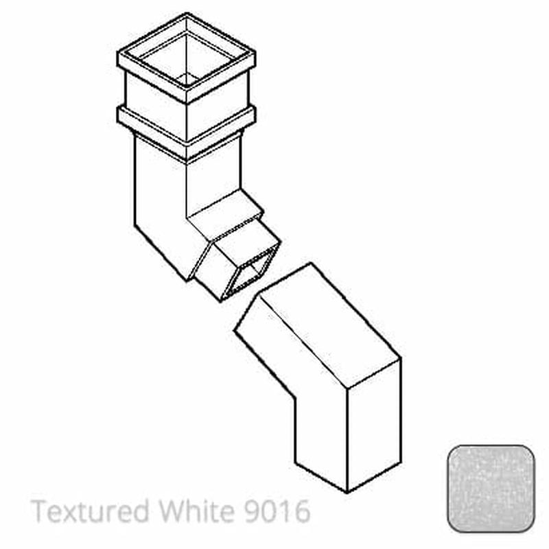 Alumasc 75 x 75mm (3"x3") Cast Aluminium Downpipe Two-part 305mm (max) Adjustable Offset - Textured 9016 White