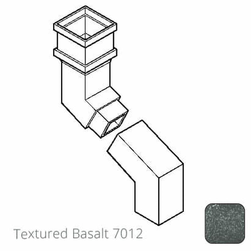 Alumasc 75 x 75mm (3"x3") Cast Aluminium Downpipe Two-part 762mm (max) Adjustable Offset - Textured 7012 Basalt Grey