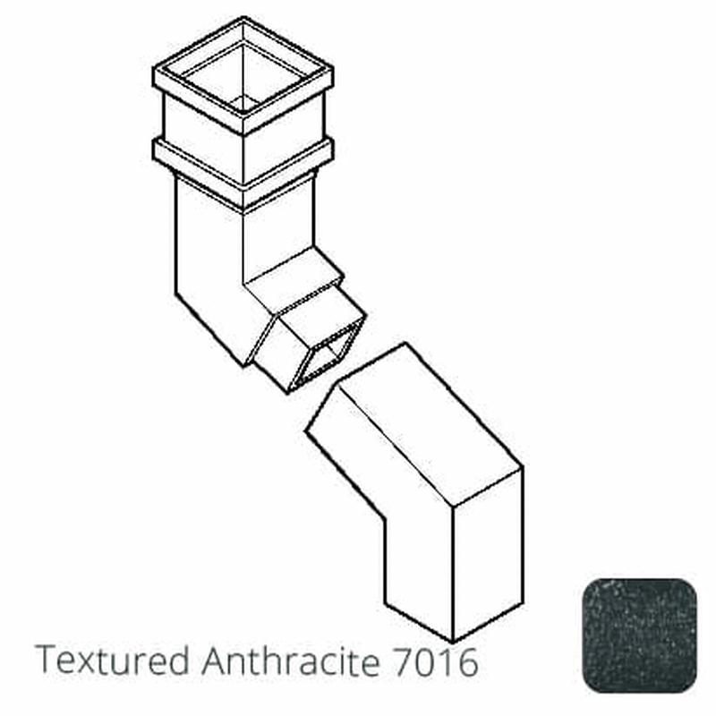 Alumasc 75 x 75mm (3"x3") Cast Aluminium Downpipe Two-part 762mm (max) Adjustable Offset - Textured 7016 Anthracite Grey