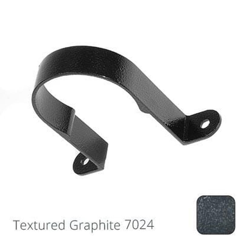 Alumasc 76mm (3") Aluminium Downpipe Fixing Clip - Textured Graphite Grey RAL 7024