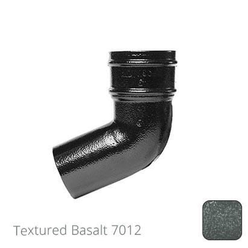 Alumasc 76mm (3") Cast Aluminium Downpipe 112 Degree Bend without Ears - Textured Basalt Grey RAL 7012