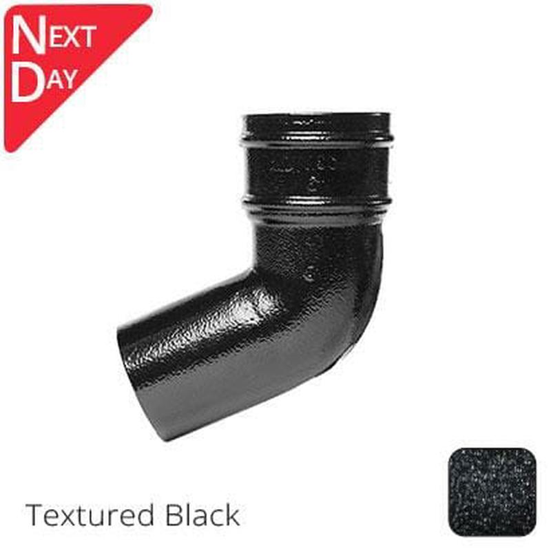 Alumasc 76mm (3") Cast Aluminium Downpipe 112 Degree Bend without Ears - Textured Black