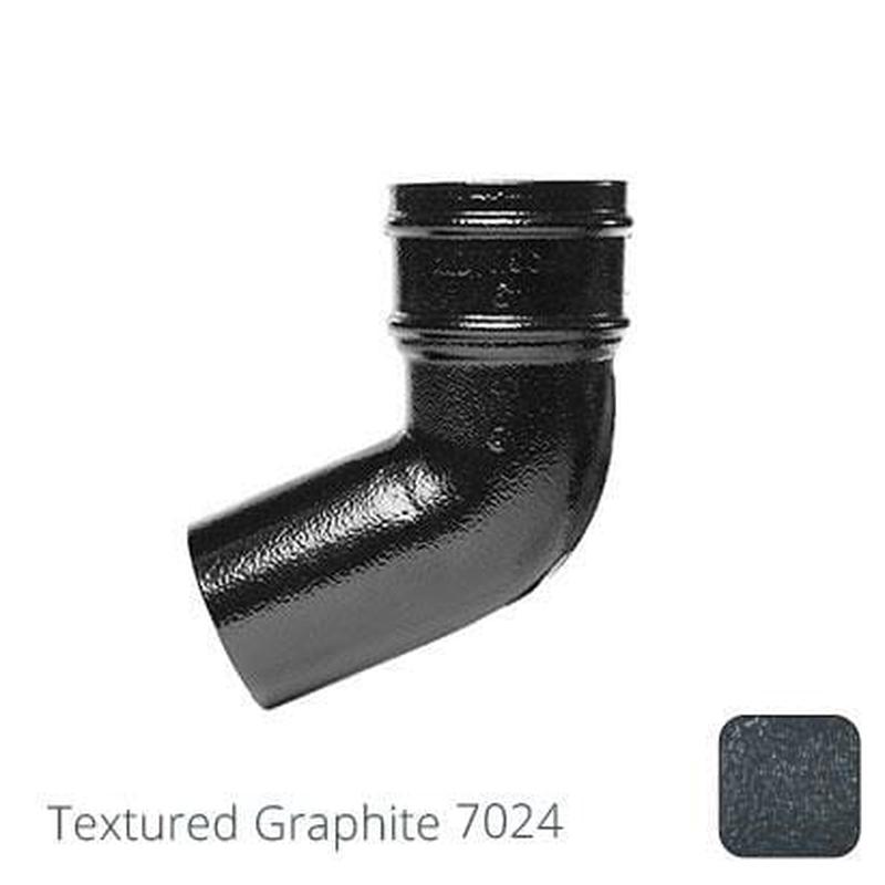 Alumasc 76mm (3") Cast Aluminium Downpipe 112 Degree Bend without Ears - Textured Graphite Grey RAL 7024