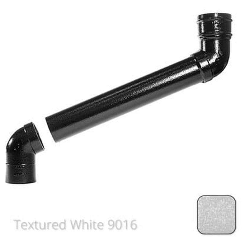 Alumasc 76mm (3") Cast Aluminium Downpipe 700mm (max) Adjustable Offset - Textured Traffic White RAL 9016
