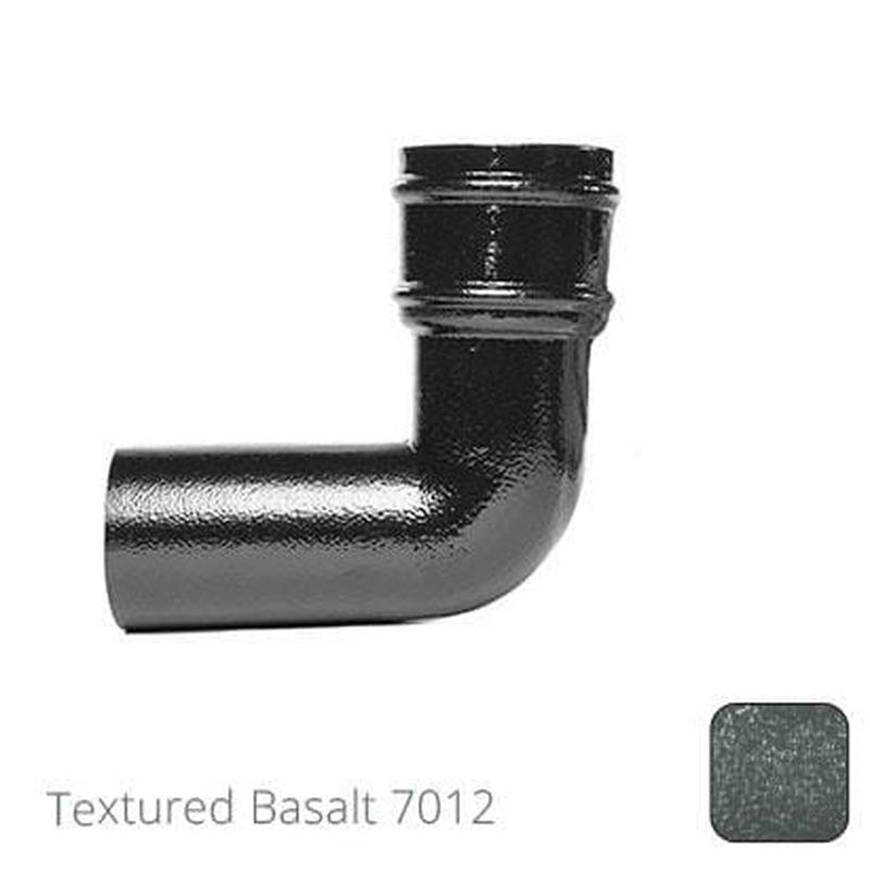 Alumasc 76mm (3") Cast Aluminium Downpipe 90 Degree Bend without Ears - Textured Basalt Grey RAL 7012