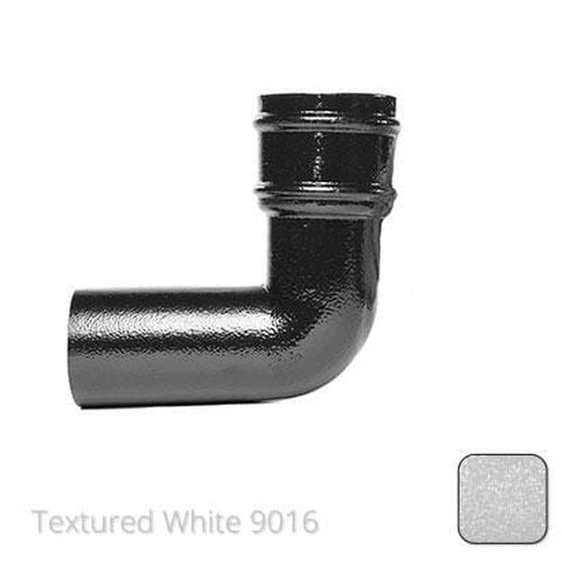 Alumasc 76mm (3") Cast Aluminium Downpipe 90 Degree Bend without Ears - Textured Traffic White RAL 9016