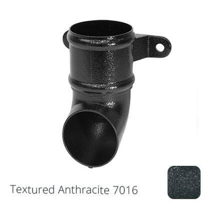 Alumasc 76mm (3") Cast Aluminium Downpipe Shoe with Ears - Textured Anthracite Grey RAL 7016