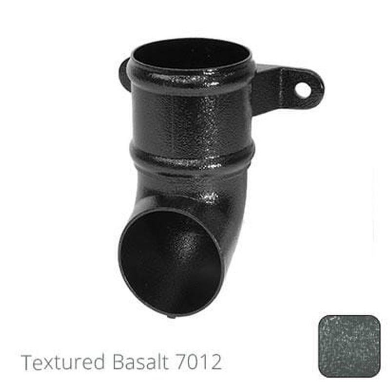 Alumasc 76mm (3") Cast Aluminium Downpipe Shoe with Ears - Textured Basalt Grey RAL 7012