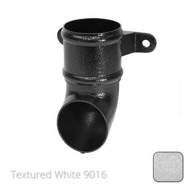 Alumasc 76mm (3") Cast Aluminium Downpipe Shoe with Ears - Textured Traffic White RAL 9016