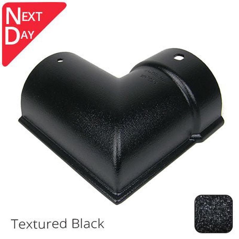 ARP 115x75mm (4.5"x3") Beaded Deep Run Cast Aluminium 90 degree Gutter Angle - External - Textured Black - Next Day Delivery