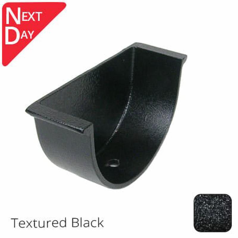 ARP  115x75mm (4.5"x3") Beaded Deep Run Cast Aluminium Gutter Stop-end - Internal - Textured Black - Next Day Delivery